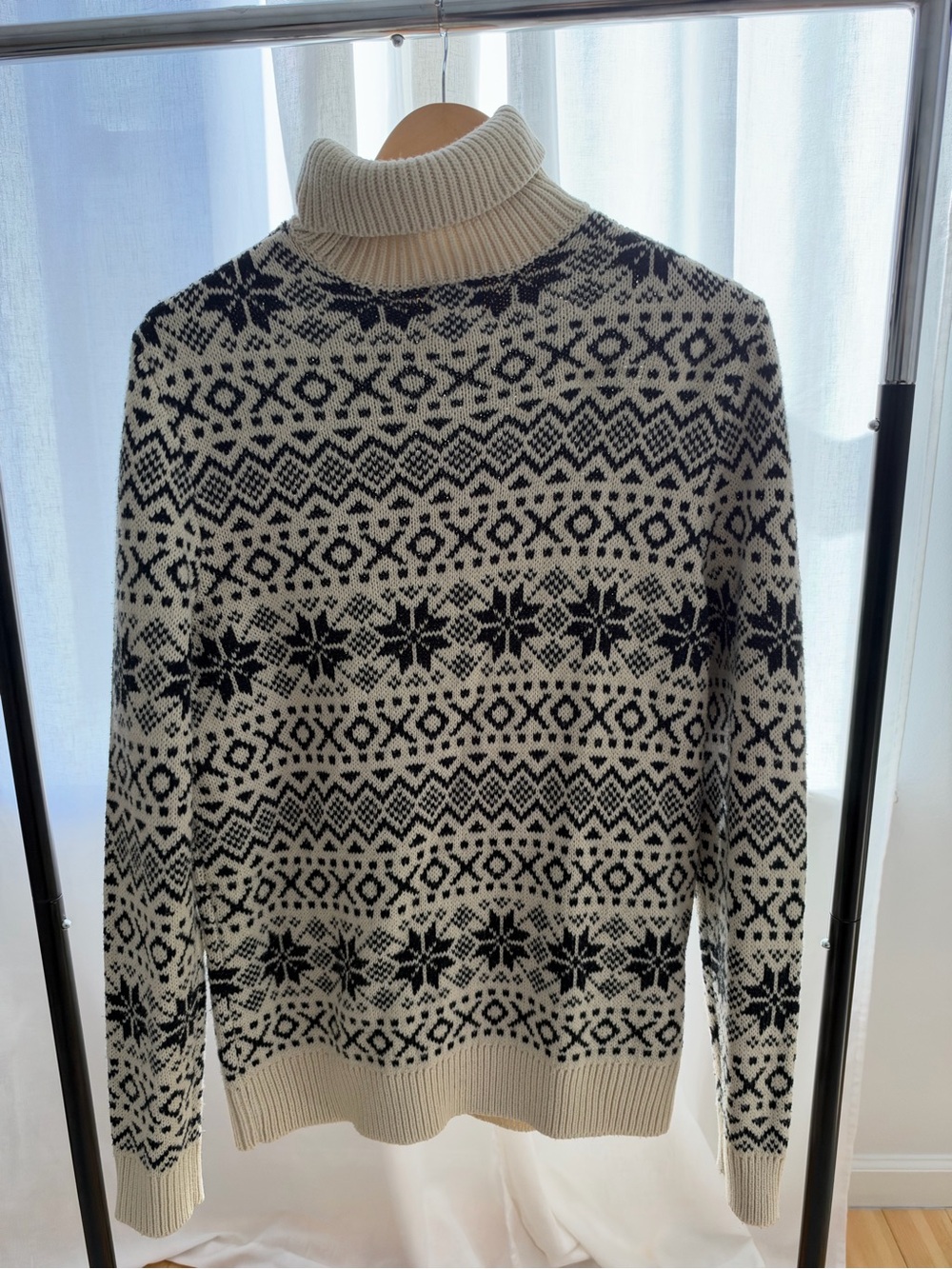 H&M Cream & Navy Fair Isle Turtleneck Sweater